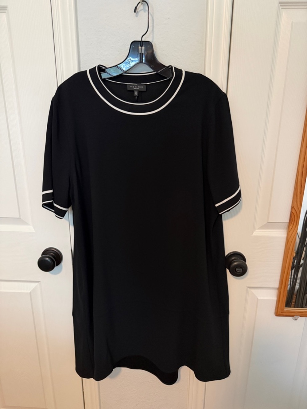 rag & bone Black Short-Sleeve Dress with White Trim